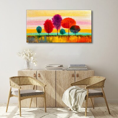 Colorful landscape with trees Print on canvas
