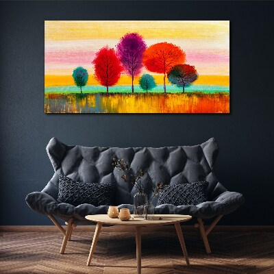 Colorful landscape with trees Print on canvas