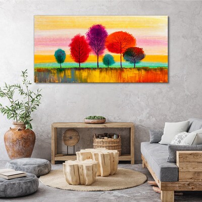 Colorful landscape with trees Print on canvas