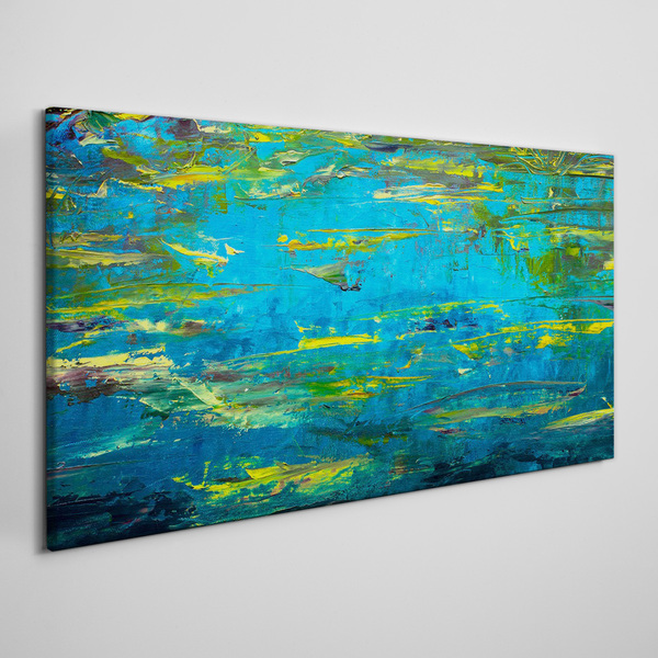 Turquoise waves and green Print on canvas
