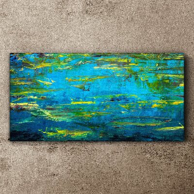 Turquoise waves and green Print on canvas