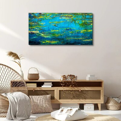 Turquoise waves and green Print on canvas