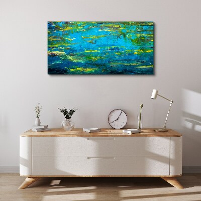 Turquoise waves and green Print on canvas