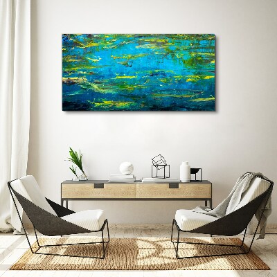 Turquoise waves and green Print on canvas