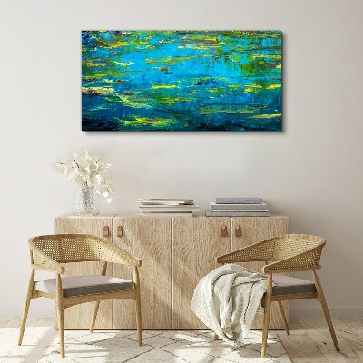 Turquoise waves and green Print on canvas
