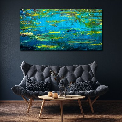 Turquoise waves and green Print on canvas