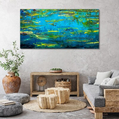 Turquoise waves and green Print on canvas