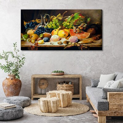 Still life with fruit and a vessel Canvas wall art