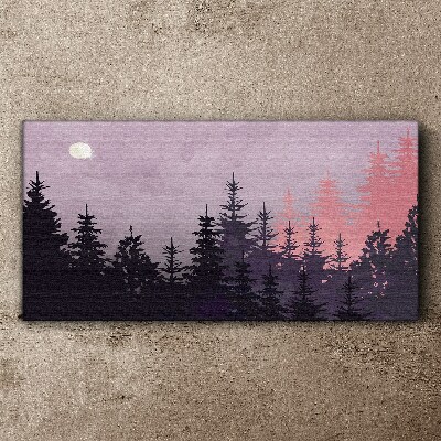 Sunset in the forest Print on canvas