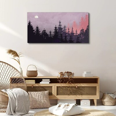 Sunset in the forest Print on canvas