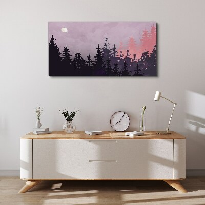 Sunset in the forest Print on canvas
