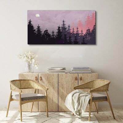 Sunset in the forest Print on canvas