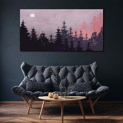 Sunset in the forest Print on canvas