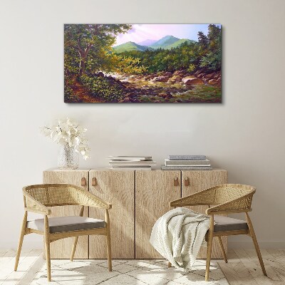 Peaceful mountain landscape Canvas wall art