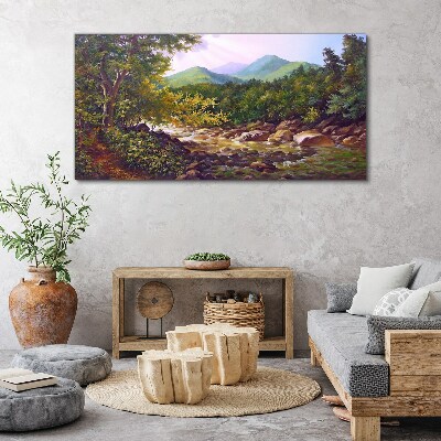 Peaceful mountain landscape Canvas wall art