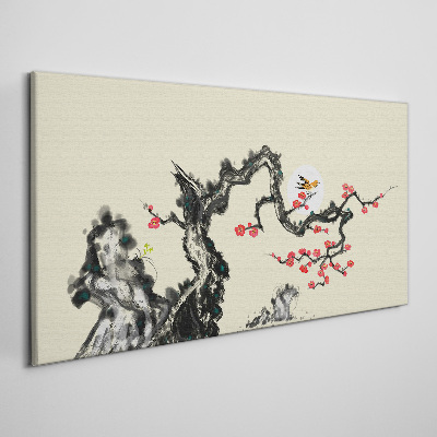Branch flowers bird Canvas Wall art