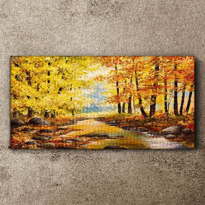 Autumn scenery with a river Canvas wall art
