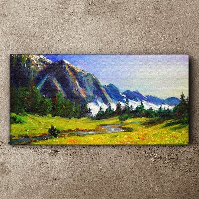 Mountain landscape in spring colors Print on canvas