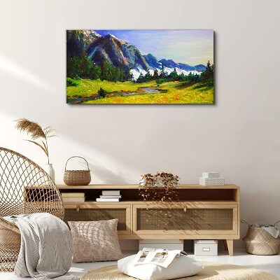 Mountain landscape in spring colors Print on canvas