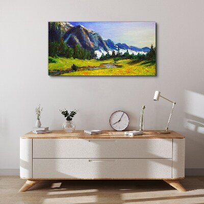 Mountain landscape in spring colors Print on canvas