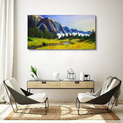 Mountain landscape in spring colors Print on canvas