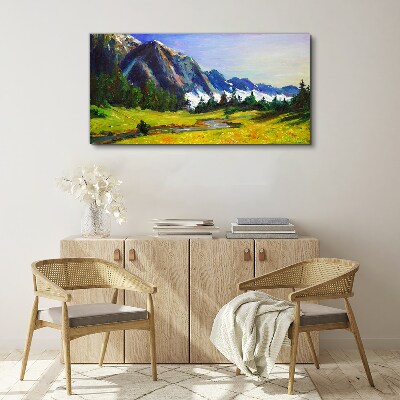 Mountain landscape in spring colors Print on canvas