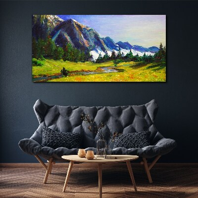 Mountain landscape in spring colors Print on canvas