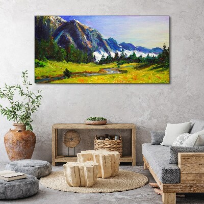 Mountain landscape in spring colors Print on canvas