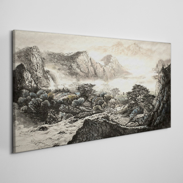 Misty mountain valley Print on canvas