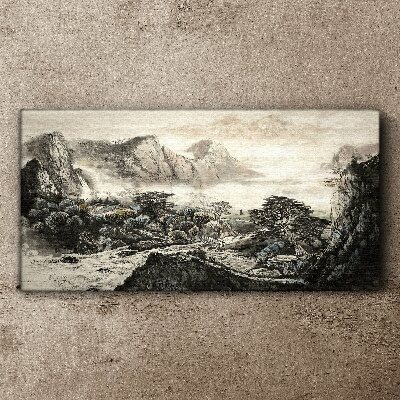 Misty mountain valley Print on canvas