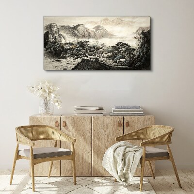 Misty mountain valley Print on canvas