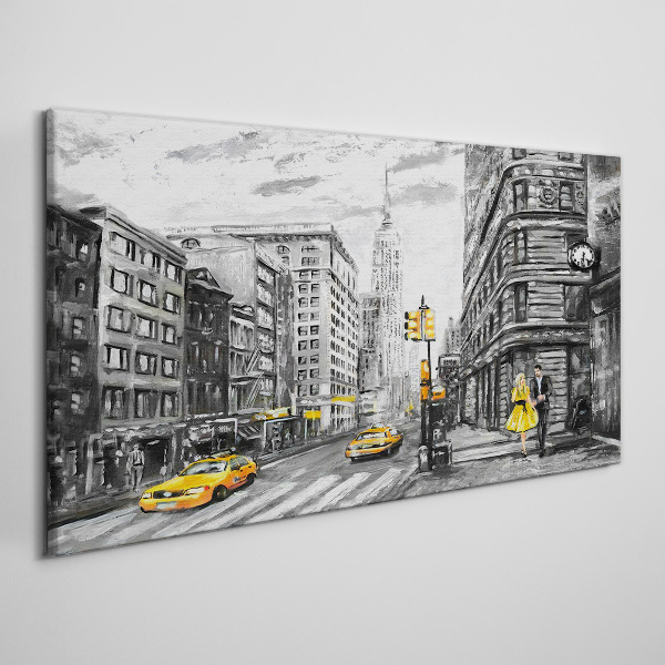 New York street in yellow cabs Canvas wall art