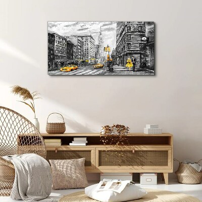 New York street in yellow cabs Canvas wall art