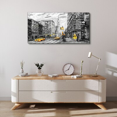 New York street in yellow cabs Canvas wall art