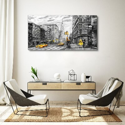 New York street in yellow cabs Canvas wall art