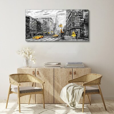 New York street in yellow cabs Canvas wall art