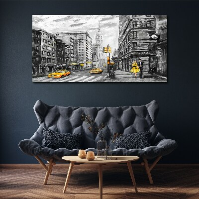 New York street in yellow cabs Canvas wall art