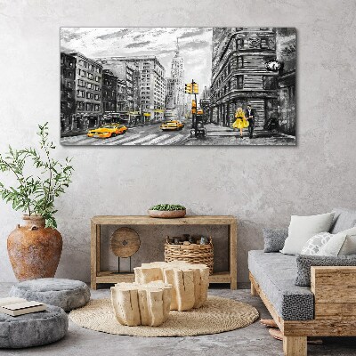 New York street in yellow cabs Canvas wall art