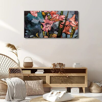 Floral landscape in shades of pink Print on canvas