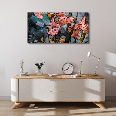 Floral landscape in shades of pink Print on canvas