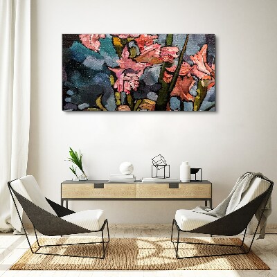 Floral landscape in shades of pink Print on canvas