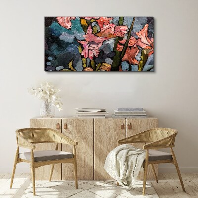 Floral landscape in shades of pink Print on canvas