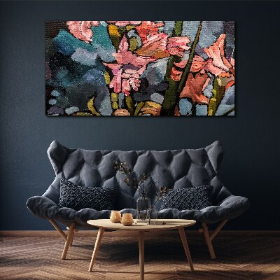 Floral landscape in shades of pink Print on canvas