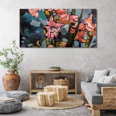 Floral landscape in shades of pink Print on canvas