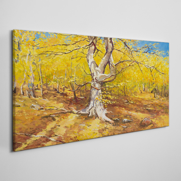 Golden forest in autumn aura Print on canvas