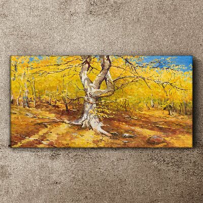 Golden forest in autumn aura Print on canvas