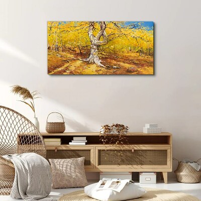 Golden forest in autumn aura Print on canvas