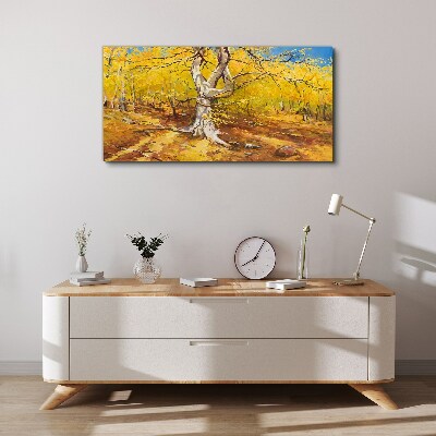 Golden forest in autumn aura Print on canvas