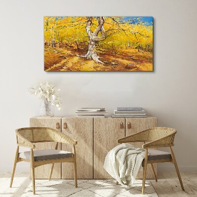 Golden forest in autumn aura Print on canvas