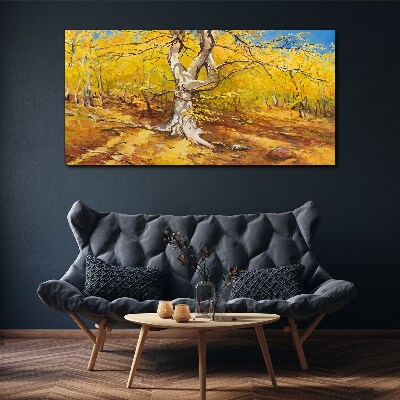 Golden forest in autumn aura Print on canvas